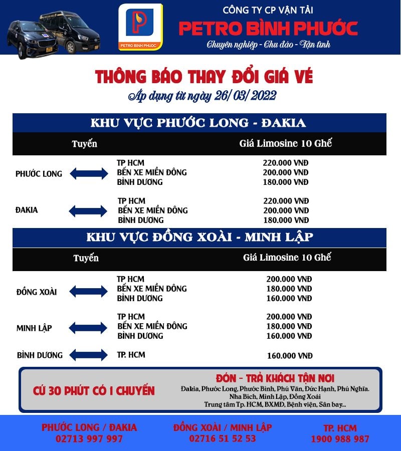 Thông báo giảm giá vé và mở rộng khu vực đón trả khách